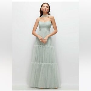 Dessy Collection Soft Green Strapless Dress